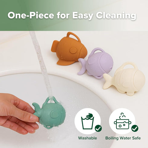 Set, 3-5, 3 haakaa Baby Bath Fishing Toy Mold Free Food Grade Silicone Bathtub Fishing Toy for Toddler & Kids Ages