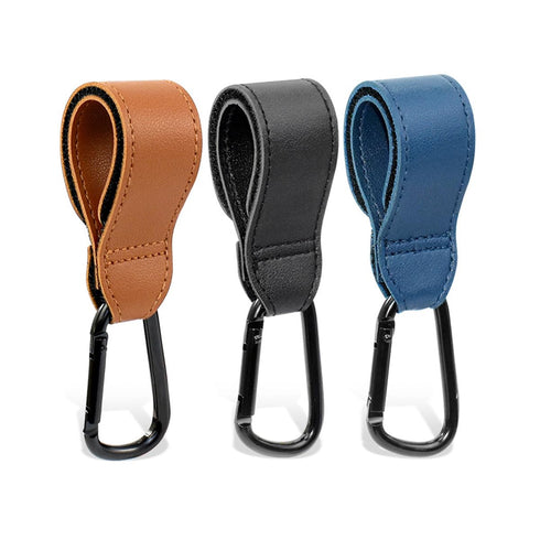 ZAAWUUT Bag,2-Pack Stroller Hooks,Leather Strap Hook for Hanging Diaper Universal Hooks