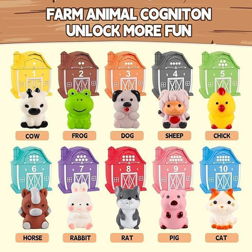 Learning Barn Toys for Toddlers 3+, 20 Pieces Farm Animal Finger Puppets, Montessori Counting and Matching Set