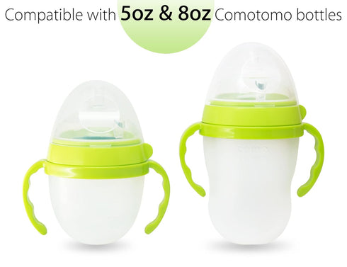 Comotomo Baby Bottle Handles, Pack of 2, Green, Compatible with 5 Ounce & 8 Ounce Silicone Baby Bottles