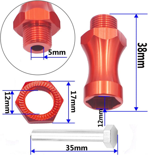4Pcs ShareGoo Aluminum Wheel Extension Hex Drive Hub Adapter, 12mm to 17mm, 30mm Offset for Tamiya Axial RC Cars