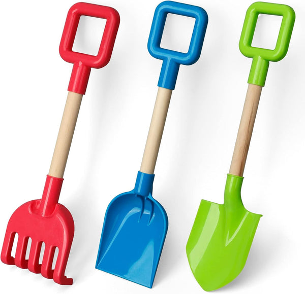 Dilabnba 16'' Kids Beach Shovels Sand Spades Toys Garden Tools, Wood Handle