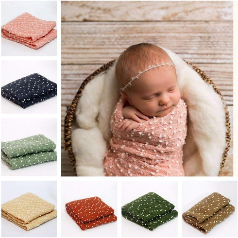 Matissa Newborn Baby Photography Prop, Mohair Swaddle Wrap Blanket for Baby Girl/Boy, Burnt Orange