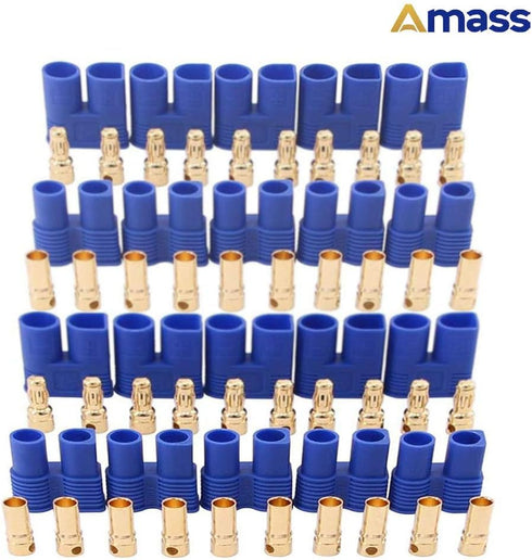 10 Pairs Amass EC3 Battery Connector Plugs, 3.5mm Banana Plug with 14 Gauge Silicone Wire