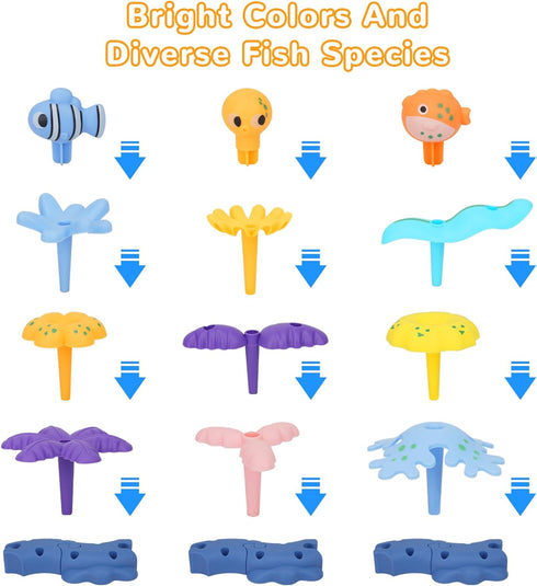 Coral Garden Building Toys for Ages 4-6, Ocean Blocks, Upgrade DIY Stacking Toys, STEM Educational Gift