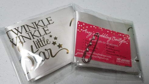 Twinkle Little Star Baby Shower Sash Banner - Mommy to Be White & Gold with Rhinestone Pin
