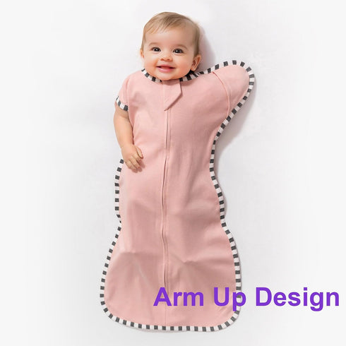 2-Pack, 100% 2-Way 6-9 Swaddling Sleep Sack Cotton Newborn Wearable Blanket, Arms Up Design with Zipper, Transitioning
