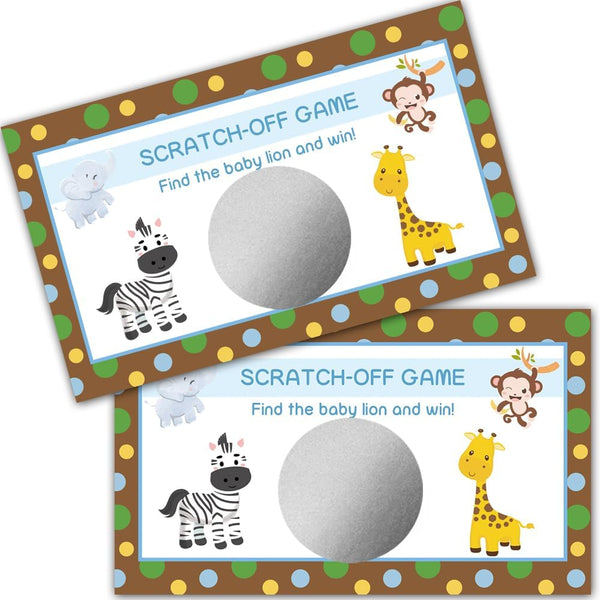 50 Pack Animal Theme Scratch Off Game, Elephant Giraffe Lion Monkey Cards for Birthday Party Activity