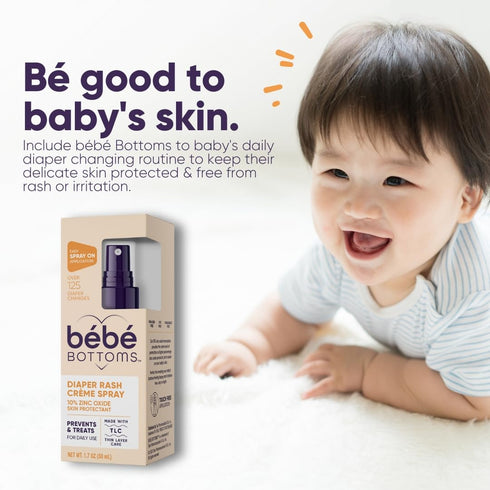 Bébé Bottoms Baby Diaper Rash Cream Spray, No-Rub Touch Free Application, 50 ml
