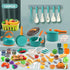 Zero Zoo 120Pcs Playset Mini Play Kitchen Accessories, Kids Pretend Cooking with Desserts, Cuttable Veggies & BBQ