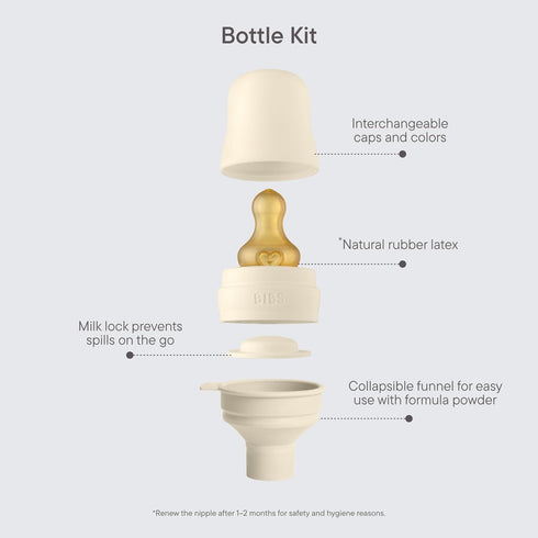 Set BIBS Natural Rubber Baby Bottle | Safe & BPA-Free | Made in Denmark | Woodchuck