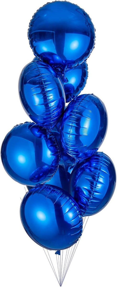 18" Blue Round Shaped Mylar Foil Balloons, Pack of 20 for Birthday Party Wedding Baby Shower Decorations