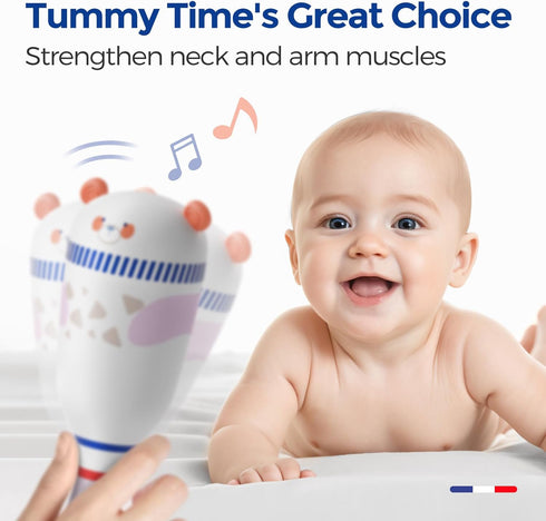 Evoceler Baby Rattles Shaker Toy, 2 Pack Musical Instruments, Soft Silicone Rattle Toys, Dinosaur & Bear