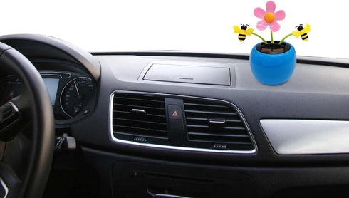 Blue Car Dashboard Decoration - Solar Powered Dancing Sunflower for Car Home Office Gifts