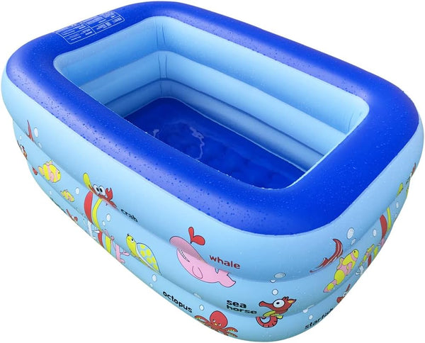 Inflatable Kiddie Pool, 51" x 33" x 21" Higher Kids Swimming Pool