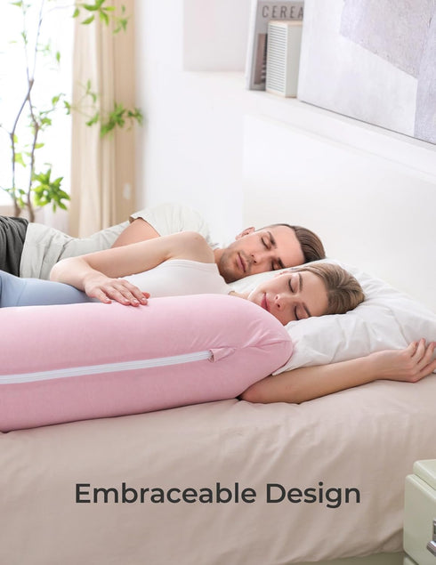 Momcozy Body Pillow for Pregnancy, J Shaped Pregnancy Pillows for Side Sleeping, Soft Maternity Pillow with Jersey