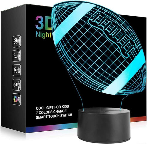 Wiscky Football 3D Night Light Lamps for Kids, Soccer 7 LED Color Changing