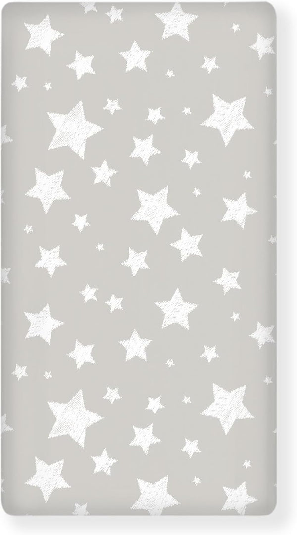 Winpema White Cute Stars Fitted Crib Sheet Stars Baby Crib Sheet Fit Standard