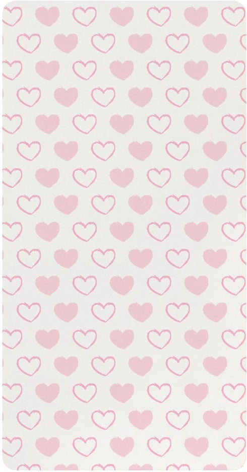 miaozhen Cotton Crib Sheets for Baby Boys Girls Soft Abstract Art Heart Peach
