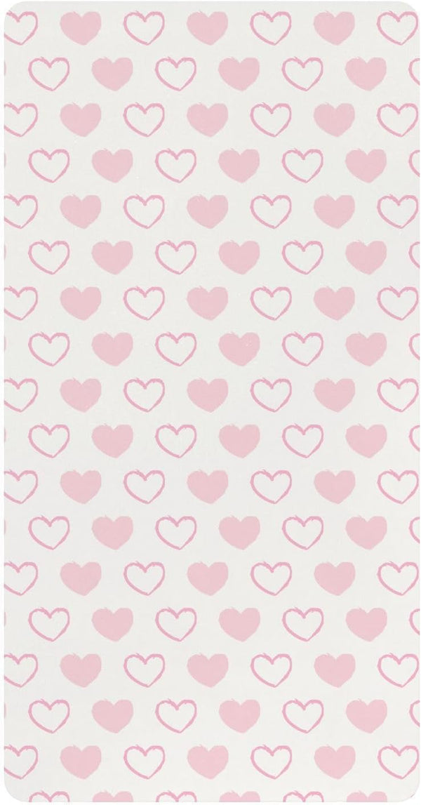 miaozhen Cotton Crib Sheets for Baby Boys Girls Soft Abstract Art Heart Peach