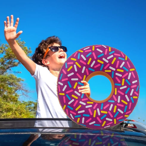 ArtCreativity Set of 2 Colorful 28 Inch Donut Tube Inflates, Durable Water Pool Toys for Kids, Birthday Party Supplies