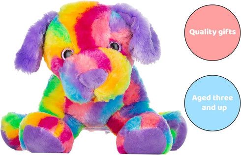 Rainbow Puppy Stuffed Animal Dog Toy, Cute Colorful Plush Toy for Kids, Stuffed Animal for Boys and Girls