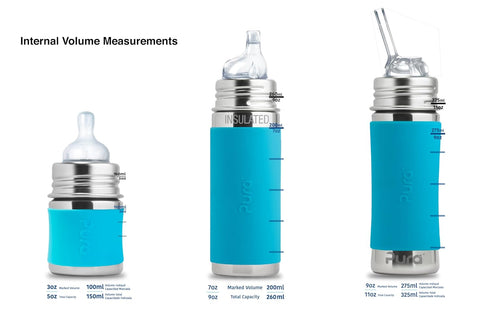 9oz/275ml 100% 3 Pura Kiki Stainless Steel Infant Bottle w/Sleeve, Anti-Colic, Plastic-Free, MadeSafe Certified