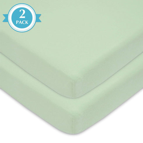 American Baby Company 2 Pack 100% Natural Cotton Fitted Mini Crib Sheets 38" x 24" - Soft & Breathable