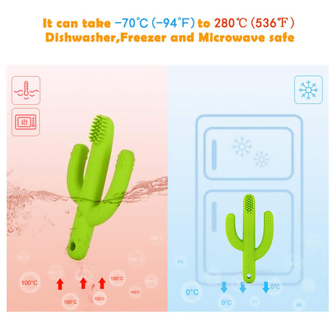 Cactus Teether, Baby Teething Toys for Babies 0-6 Months & 6-12 Months, Soft Baby Toothbrush for Self-Soothing Pain