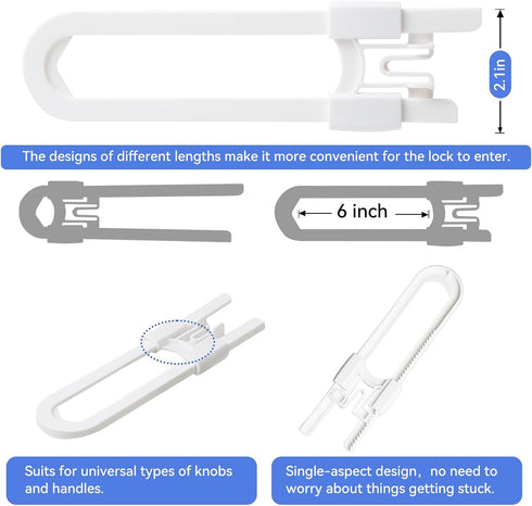safeasy 10 Pack 10) Baby Sliding Cabinet Locks - Adjustable U Shaped Child Safety Locks,Childproof Latches for Kitchen