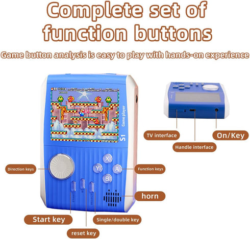 Portable Handheld Games Retro Mini Video Games,Handheld Game Console with 666 Classical FC Games 3.0" Color Screen,Birthday for Boys Girls and Adults (S1-Blue)