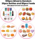 DULEFUN 100pcs Miniature Foods Drink Bottles Toys, Mixed Mini Resin Food Drinks Figures Pretend Play Kitchen Game Party