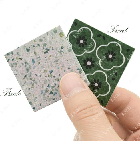 iLAND Dollhouse Flooring - 1/12 scale, 1/6 scale, 30pcs Double-Sided Dollhouse Floor Tiles, French Green Floral