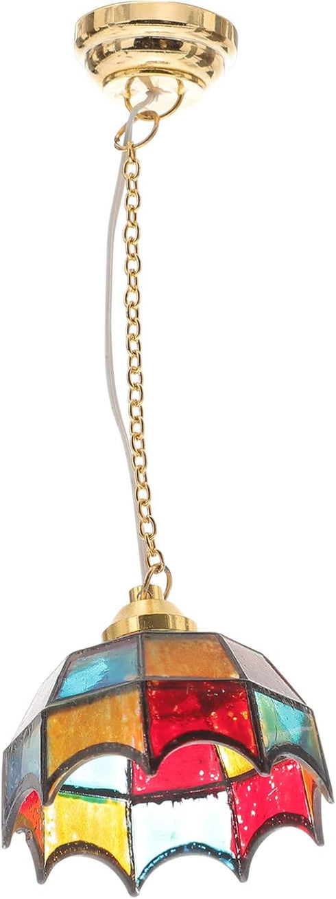Uonlytech Mini Adornment Dollhouse Ceiling Light Battery Operated Miniature Hanging Led Lamp