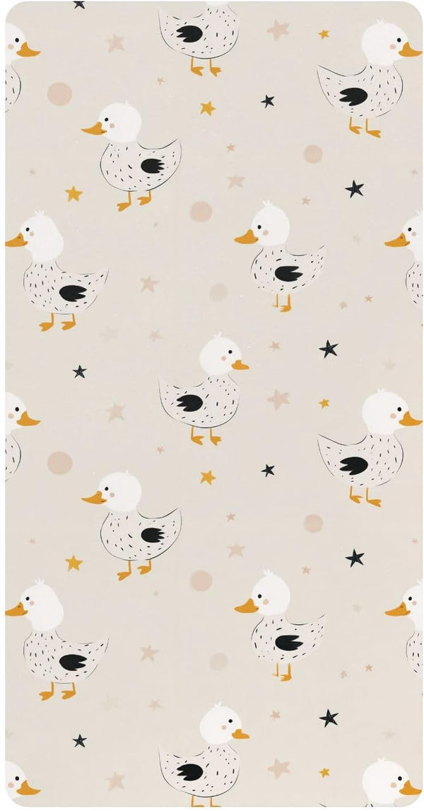 miaozhen Cotton Crib Sheets for Baby Boys Girls Soft Breathable Cute Animal Mallard