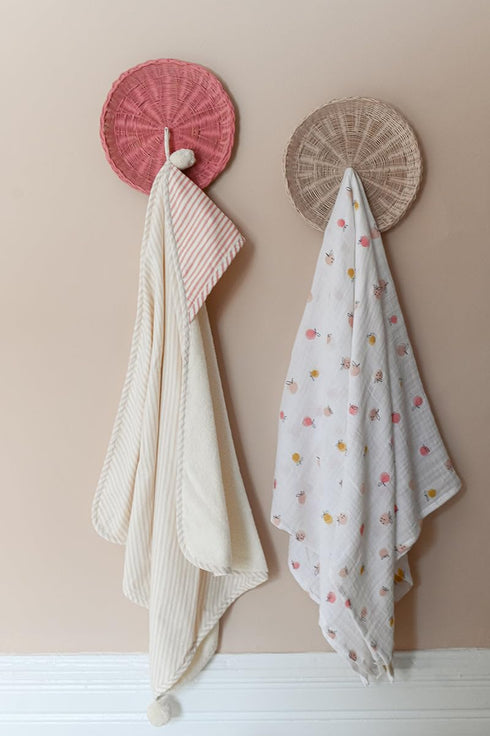 Multi-Colored Petal Stripes Hooded Towel by Pehr