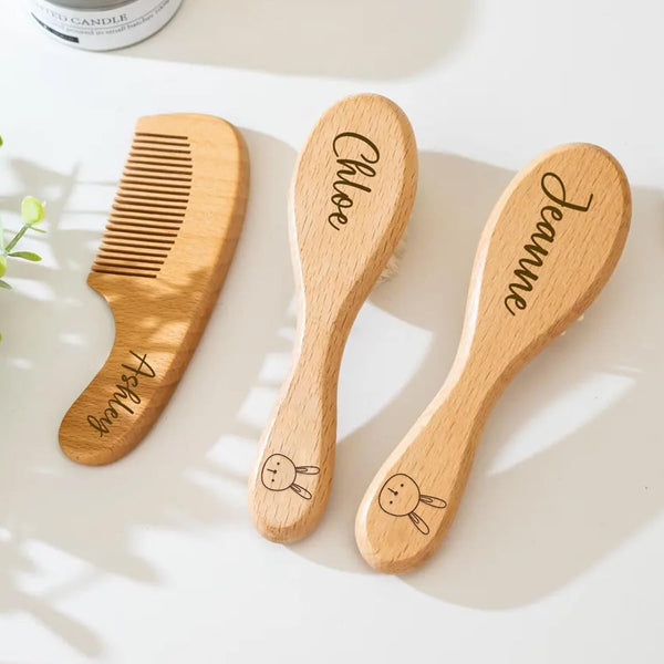 DOYOUWE Personalized Baby Hair Brush Set for Newborns - Custom Engrave Infant Name