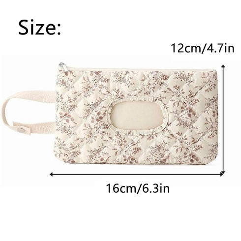Qylfst Mommy (1PCB) Floral Quilted Baby Wipe Holder Pouch with Strap,Diaper and Wipes Pouch for Purse,Hanging Floral