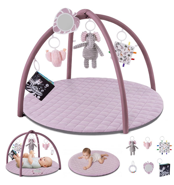 Blissful Diary Baby Play Gym Mat, Tummy Time Activity Mat with 6