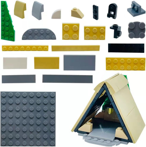 Camping Building Block Kit, Tent Bonfire Camping Lights, Nature Glamping Outdoors Adventures Toy for Boys Girls Age 6-14