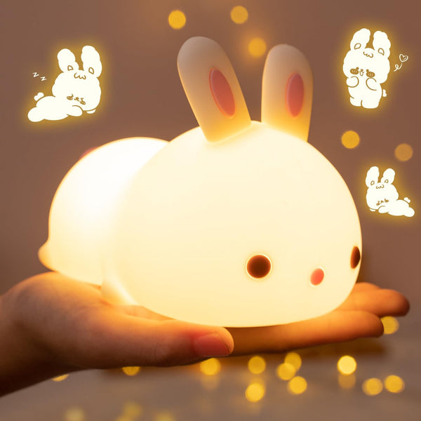 One Fire Night Light for Kids Bunny Toys, 16 Colors Squishy Bunny