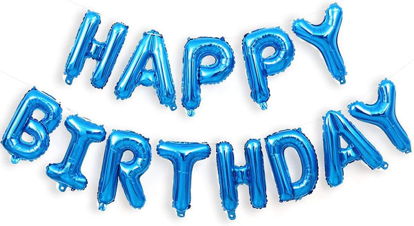 16 Inch Blue Happy Birthday Balloons Banner, Aluminum Foil Letters for Birthday Decorations Party Supplies