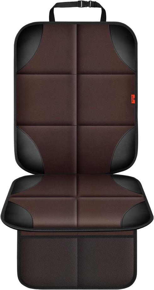 Car Seat Protector 1 Pack Car Seat Cushion Mat Thickest Padding,Waterproof 600D Fabric Car Seat Covers for Non-Slip Backing Mesh Pockets for Baby and Pet 1 Seat Protector Brown by XHYANG