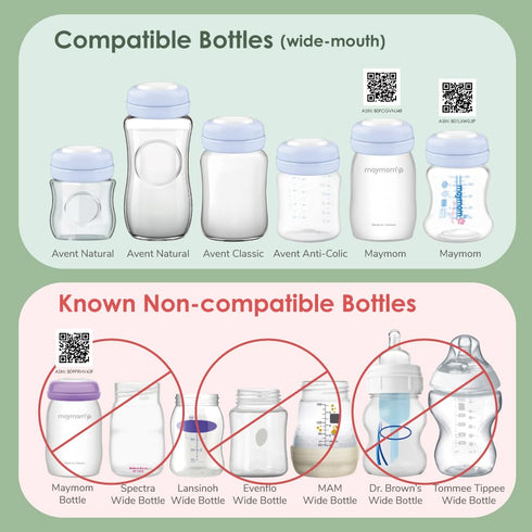 Maymom Screw Lids, Travel Caps with Rewritable Sealing Disc for Avent Bottles, 6pcs (Blue)