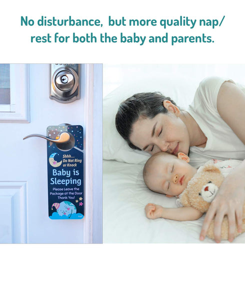 Funplus Baby Sleeping Sign, Do Not Knock or Ring, Plastic Door Knob Hanger Sign