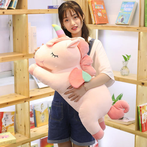 Soft Unicorn Stuffed Animal, Plush Hugging Pillow Toy for Kids (Pink, 19.6 in)