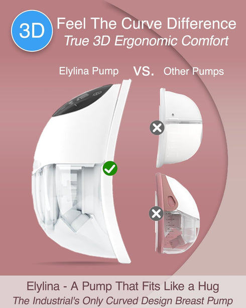 Wearable Breast Pump, Curved Fit, Leak-Free Comfort, Electric, Portable & Hands-Free, Strong Suction in Ultra-Slim