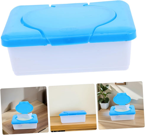 Unomor Lightweight Diaper Wipe Holder - Compact Refillable Container with Lid in Blue