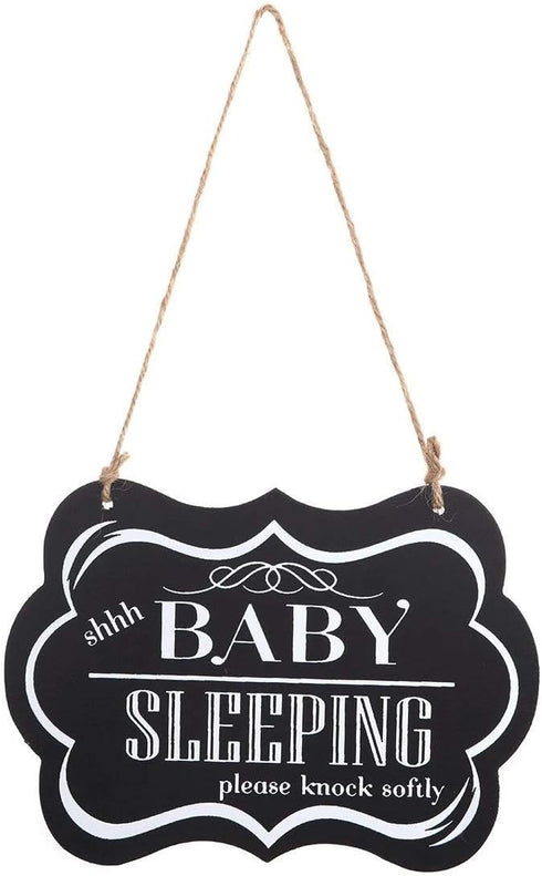 WINOMO Baby Sleeping Sign, "Shhh BABY SLEEPING" Please Knock Softly, Wood Decorative Nursery Hanging Plaque