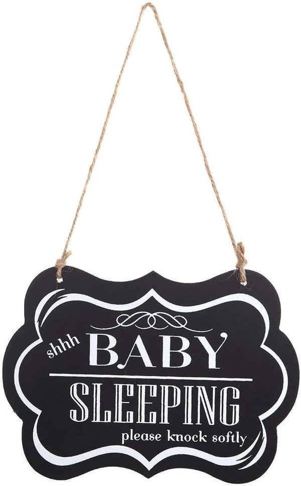 WINOMO Baby Sleeping Sign, "Shhh BABY SLEEPING" Please Knock Softly, Wood Decorative Nursery Hanging Plaque